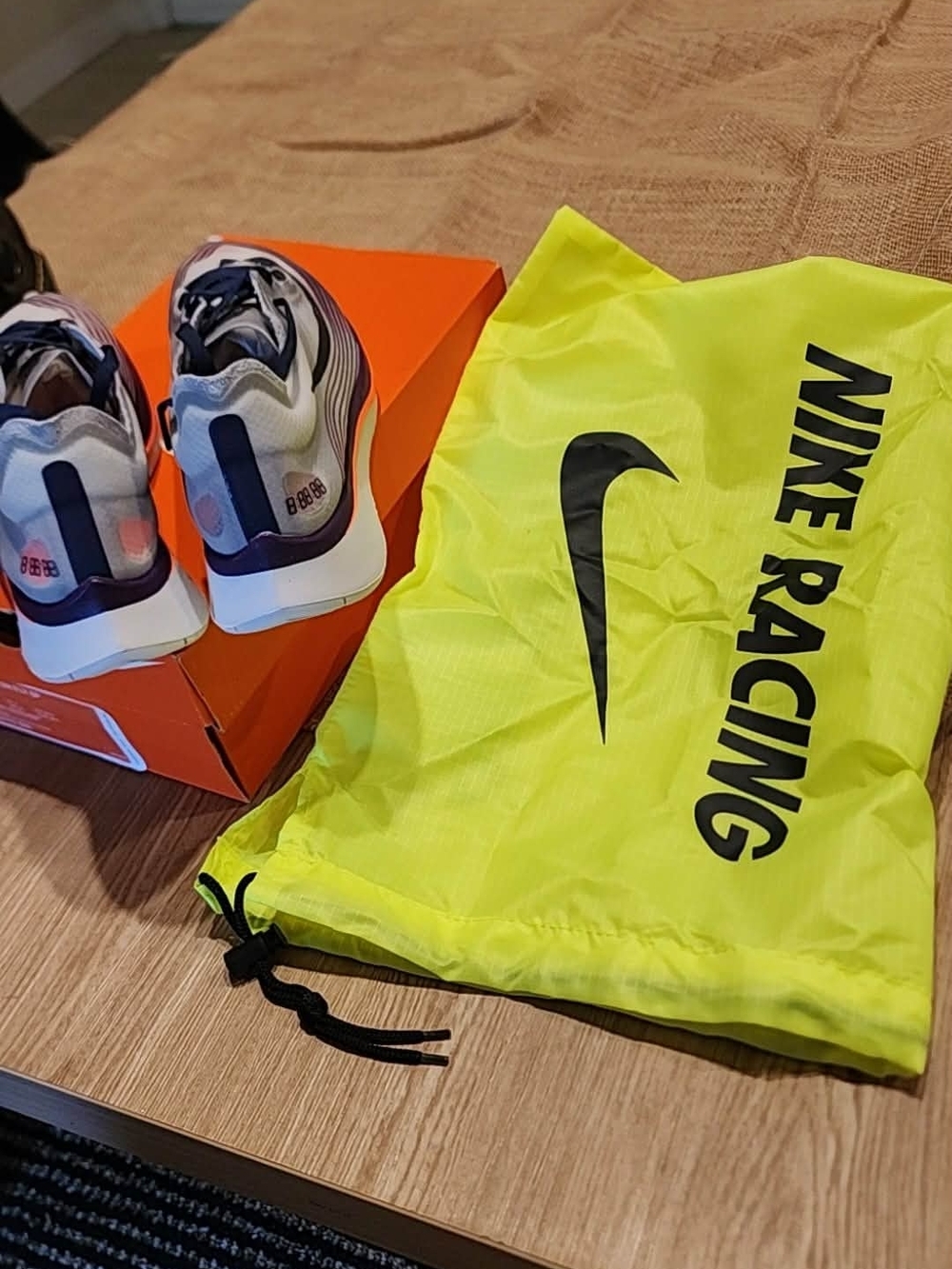 Nike Men's White, Navy & Orange Zoom Fly Racing Shoes - Picture 2 of 5